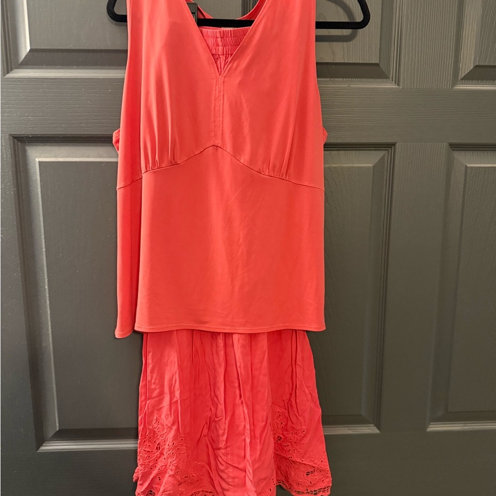 Fashion Bug Coral Stretch Top with Matching Skirt
